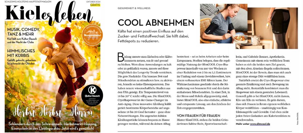 Kiel erleben - Ausgabe Oktober mit der Pressemeldung "Cool Abnehmen" zur SlimCOOL CryoShapwear